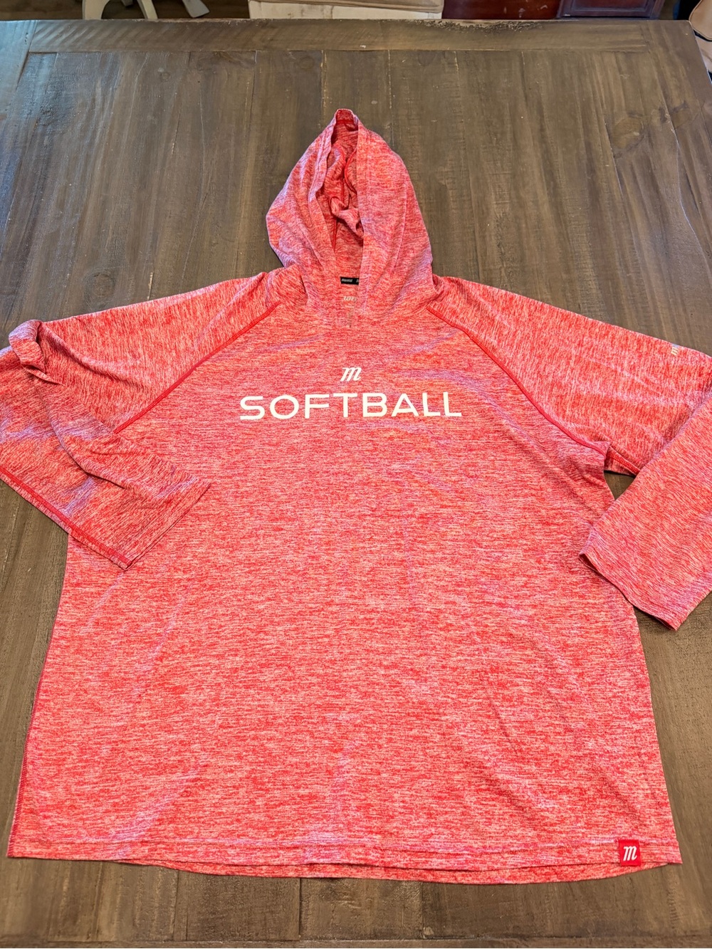 MARUCCI BASEBALL 3/4 SLEEVE HOODIE Heathered Red MENS XL